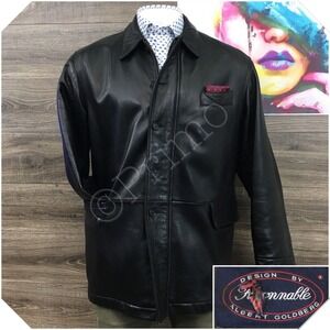 VINTAGE FACONNABLE Mens Leather Jacket Size XL Lambskin Full Zip Quilted Coat